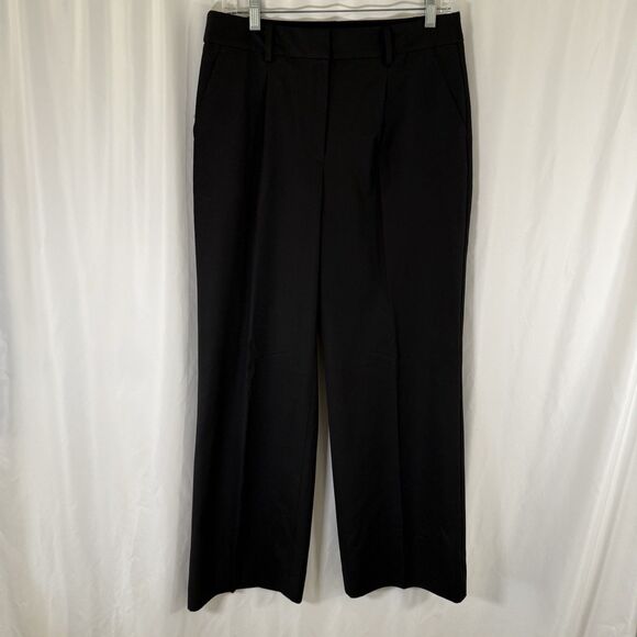 NWOT Talbots Dress Pants Women's 6P Black Pleated Pockets Straight Wool Blend - Picture 1 of 11